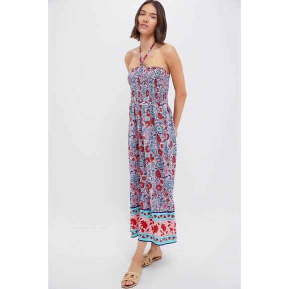 TUCKERNUCK BEACH Mauve and Rose Wildflower Smocked Lisbon Caftan Size M NWT - Picture 1 of 6